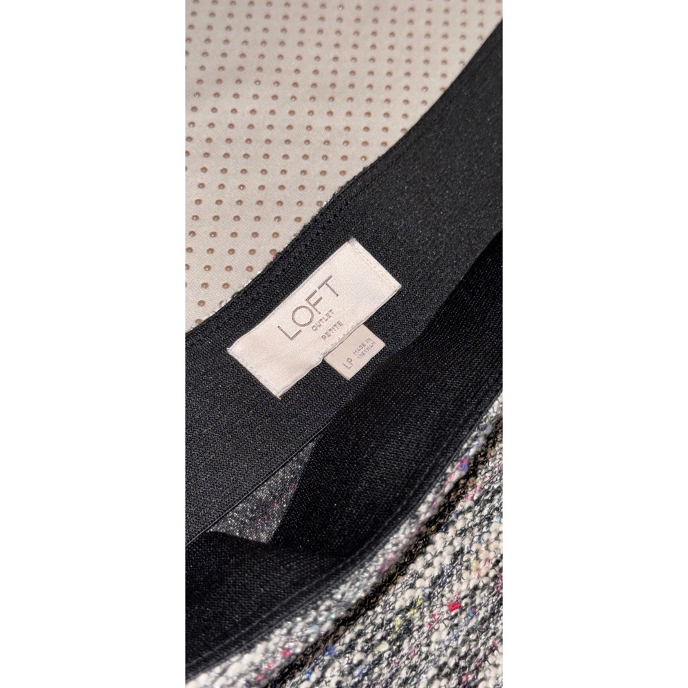 Loft Outlet Petite Large Black White Multicolored Space Dye Tweed A-Line Skirt - Picture 4 of 7